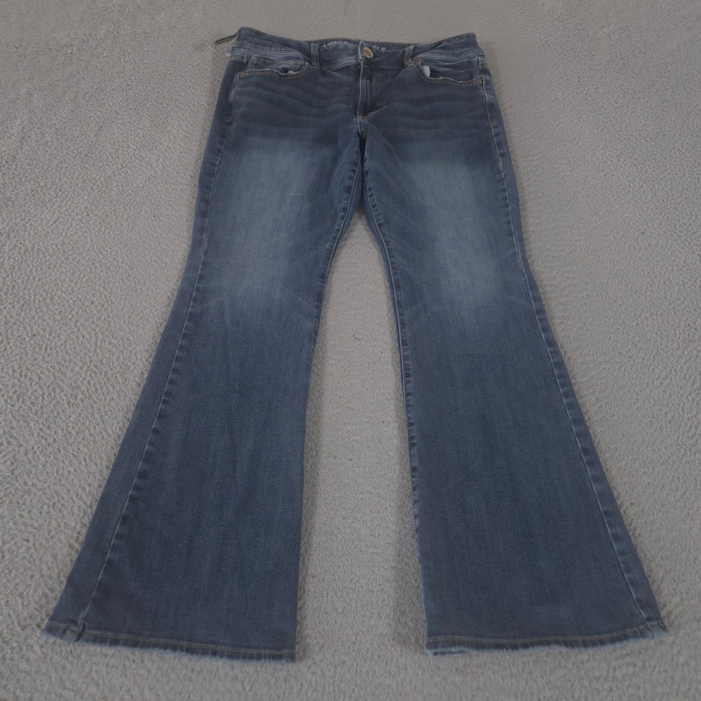 American Eagle Jeans Womens 14 Short Blue Kick Boot Super Stretch Bootcut Denim
